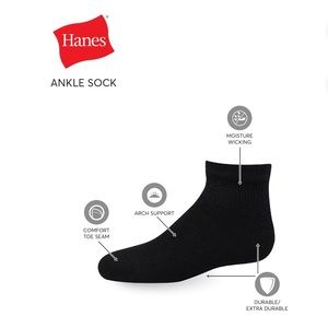 Boys Hanes Ankle Socks 12 Pack